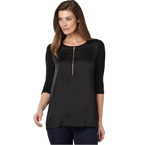 Vince Camuto Black Long Sleeve Top - Picture 1 of 7